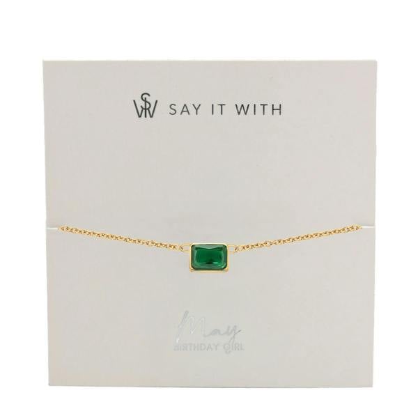 Say It With Emerald Cut Birthstone Necklace - Yellow Gold