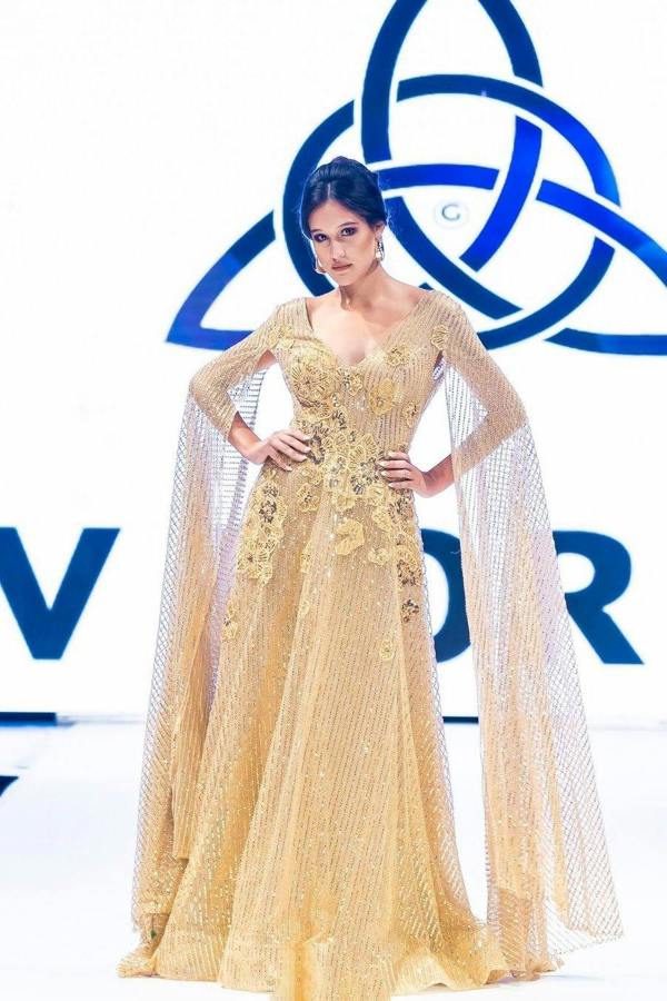 LuvForever Gold Drape Sleeve Maxi Dress