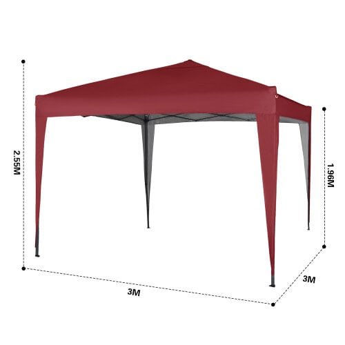 3x3m Pop up Gazebo Outdoor Patio Canopy Tent Red 7 