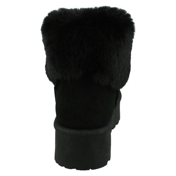 Spot On Ladies Spot On Platform Comfy Ankle Boots with Faux Fur Collar F4463