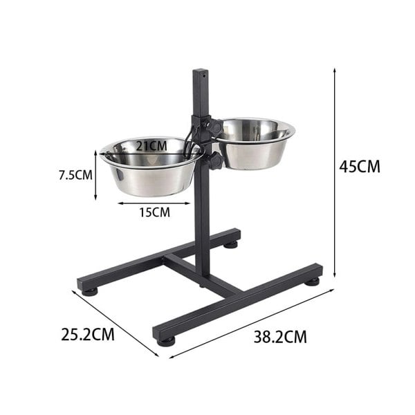 Adjustable Stainless Steel Elevated Dog Feeding Station Living and Home