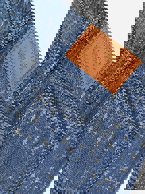 Versace Girls Flared Glitter Jeans in Blue