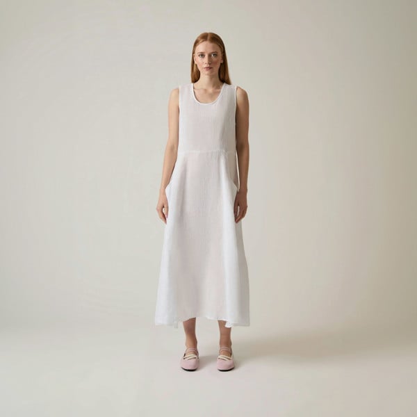 James Lakeland Linen White Midi Dress