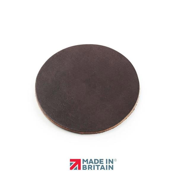 brown handmade leather coaster, crafted in the UK
