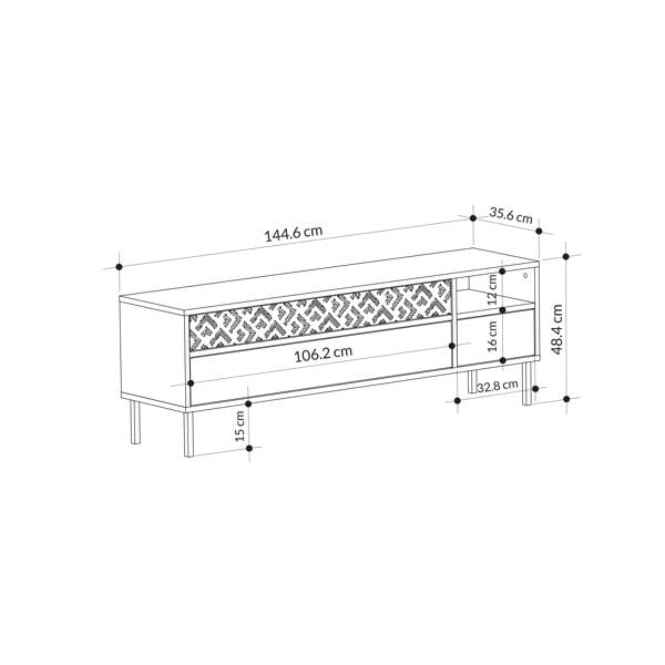 Decortie Heaton Modern Multimedia Unit with Storage TV Cabinet 60" 145cm