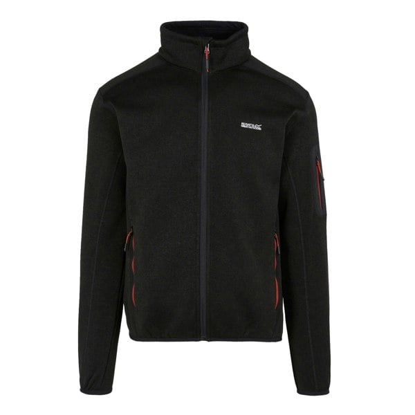 Regatta Mens Newhill Marl Full Zip Fleece Jacket - Black/Red Ochre