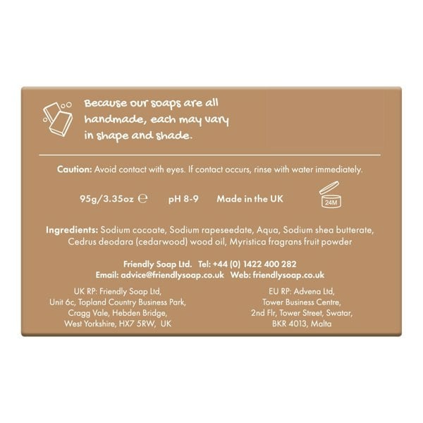 Cedarwood soap bar with packaging on white background