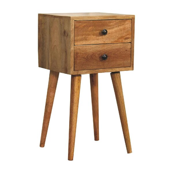 Wyld Haus Parma Small 2 Drawer Oak Mango Wood Bedside Table 2 Drawers