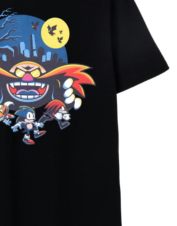 Sonic the Hedgehog Mens Black Halloween Eggman Short Sleeved T-Shirt