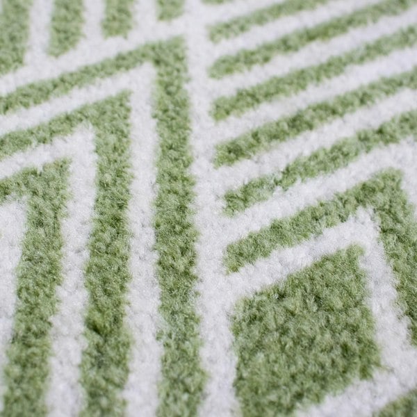 JVL Mega Mat Machine Washable Entrance Runner and Doormat Set, Green Geo