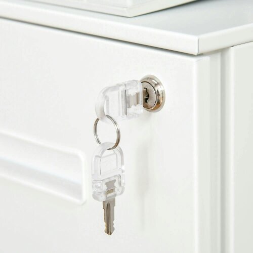 Bobobiy Metal Mobile File Cabinet with Wheels, Lockable 2 Drawer Filing Cabinet for A4, 39 x 48 x 67cm, White