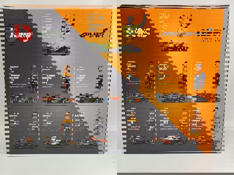 McLaren Formula 1 Set of 7 Cars with Display Stand 1:43 Scale Bburago 38169