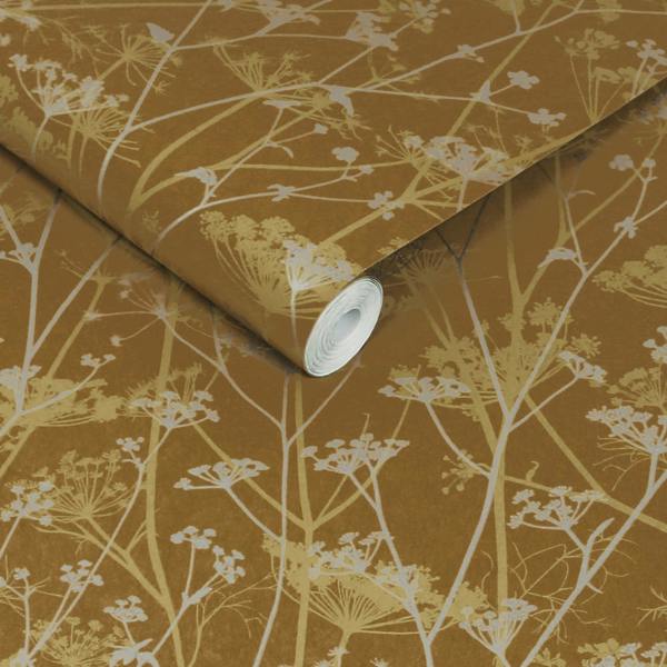 Clarissa Hulse Wild Chervil Mustard & Pewter Wallpaper