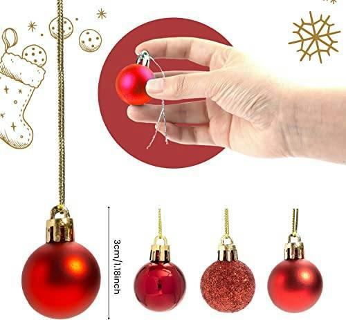 30mm Red Shatterproof Christmas Baubles Pack of 12 or 24 for Tree and Home Decorations image 4