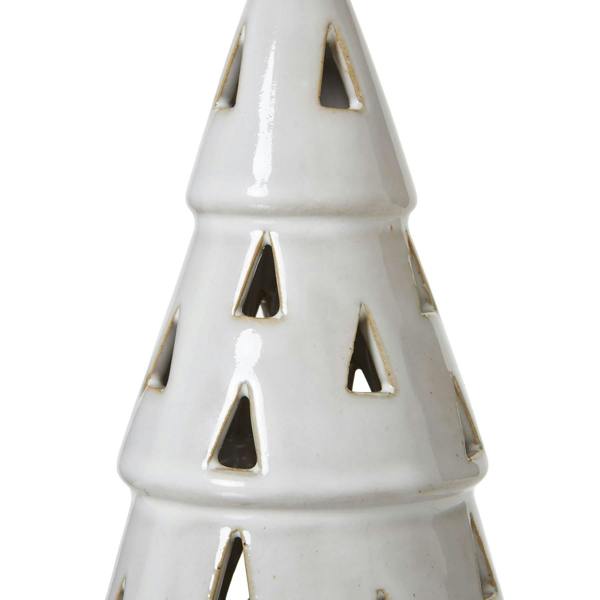 Hill Interiors Ceramic Tree Cut-Out LED Christmas Decoration - White - 