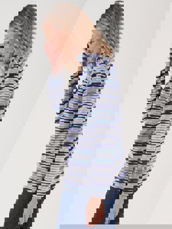 PennyPlain Stripe Zipped Funnel Neck - Navy