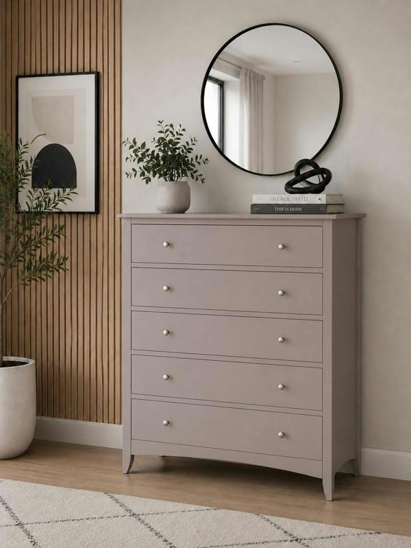 Statement Furniture Edward Hopper Modern Chest of Drawers, 5 Drawer Assembled Wooden Storage