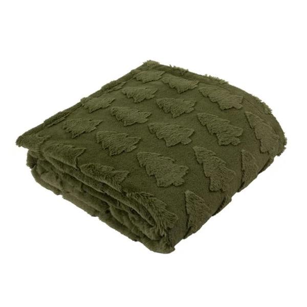 Furn Faux Fur Pine Tree Throw - Forest Green