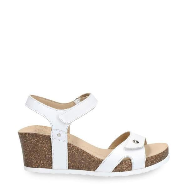 Panama Jack Women's Julia B1 Wedge White Leather Sandals