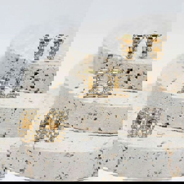 Say It With Taurus Earrings with CZ Stones - Yellow Gold Plated