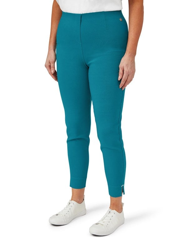 PennyPlain Cropped Bengaline Trousers - Teal