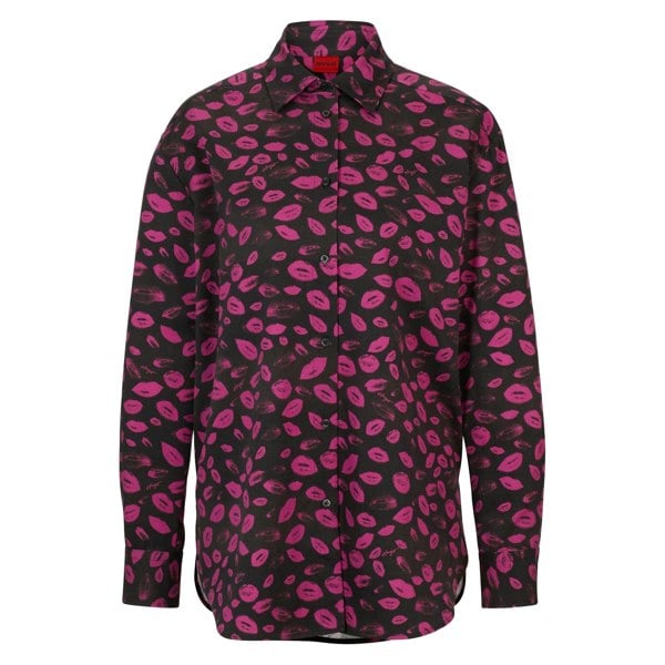 Hugo Women's Relaxed Boyfriend Blouse - Black/Purple