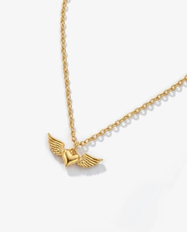 Elk & Bloom 14K Gold Winged Heart Pendant Necklace