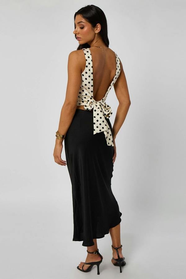 Urban Bliss Polka Satin Tie Back Top