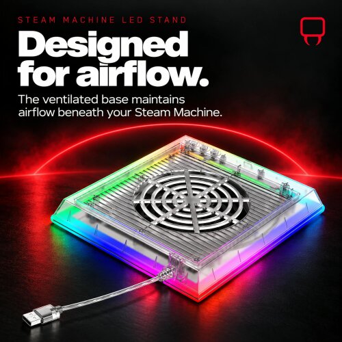 Venom Steam Machine LED Console Stand with 8 Colour RGB Lighting and Ventilated Base