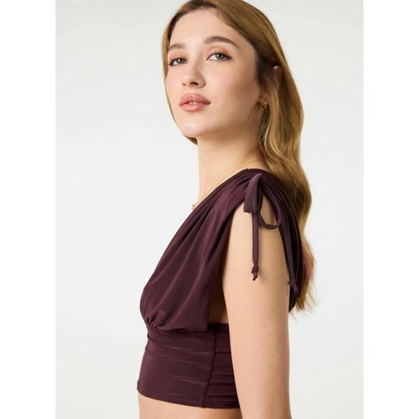 Pink Vanilla Ruched Shoulder Crop Top
