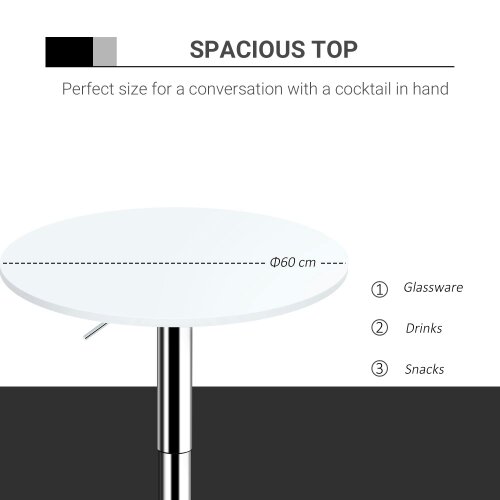 Wyld Haus Rocolo Metal And Wooden White Adjustable H8 Round Bar Table With Swivel Top