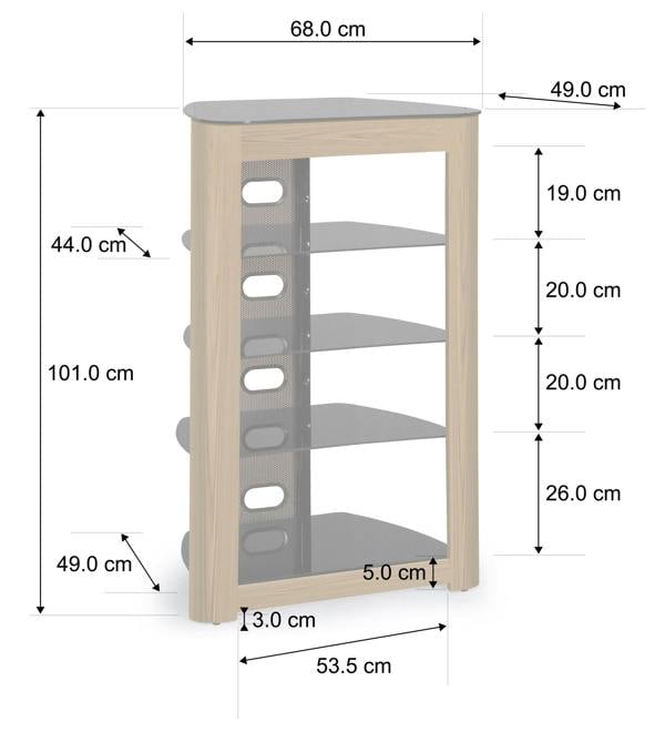 Homeology ZINNIA Black with Oak Fascia 5-Shelf Entertainment Unit Media Stand Audio Rack