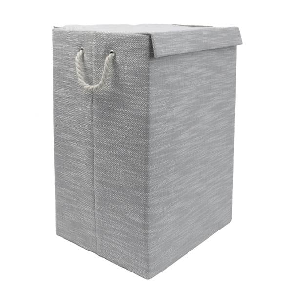 JVL Serena Foldable Fabric Laundry Hamper with Lid for Bedroom and Bathroom Use, Light Grey