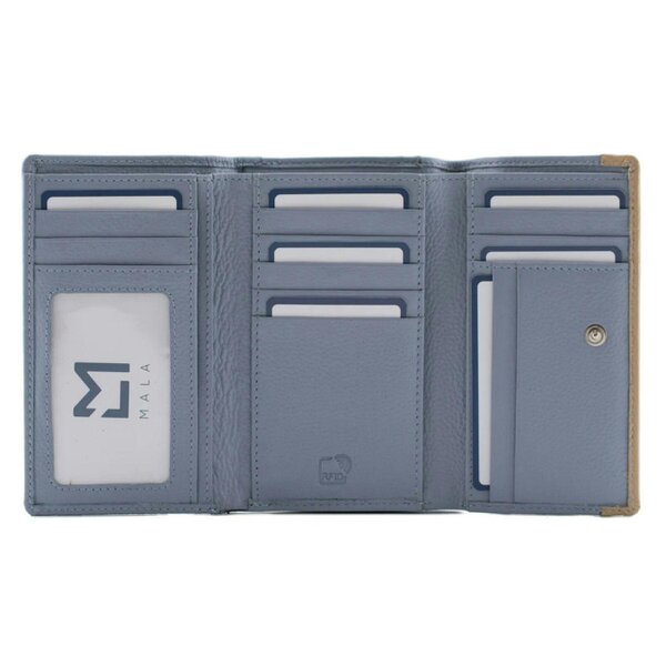 Mala Leather Savanna Safari Elephant & Giraffe Leather RFID Trifold Purse