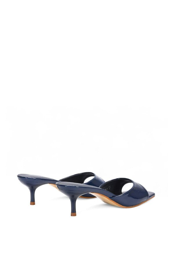 XY LONDON Square Toe Kitten Heel Slip On Heeled Sandal Mules