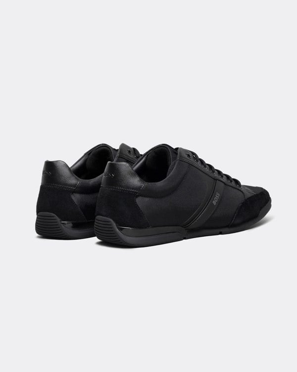 BOSS Orange Saturn Mens Low Profile Mixed Material Trainers With Suede and Faux Leather NOS - Black 001