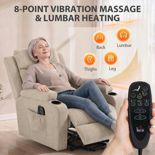 HOMCOM Riser Recliner Chair with Massage and Heat for Elderly