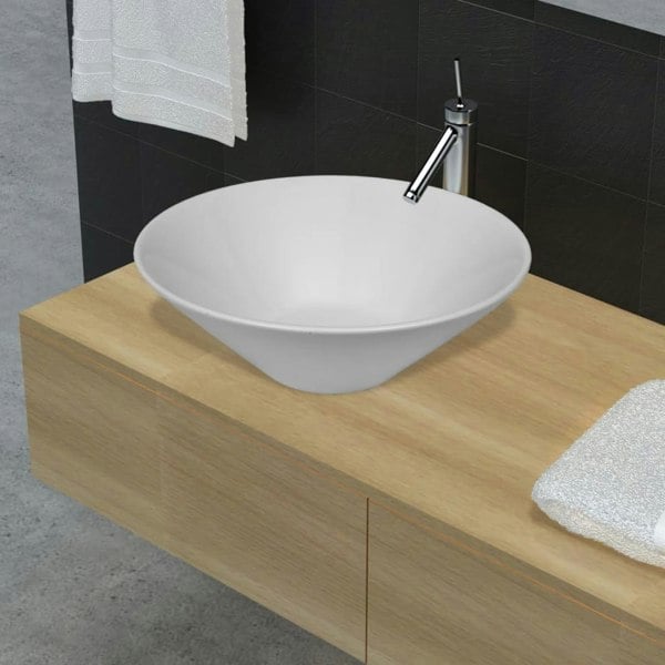 Berkfield Bathroom Porcelain Ceramic Sink Art Basin Bowl White