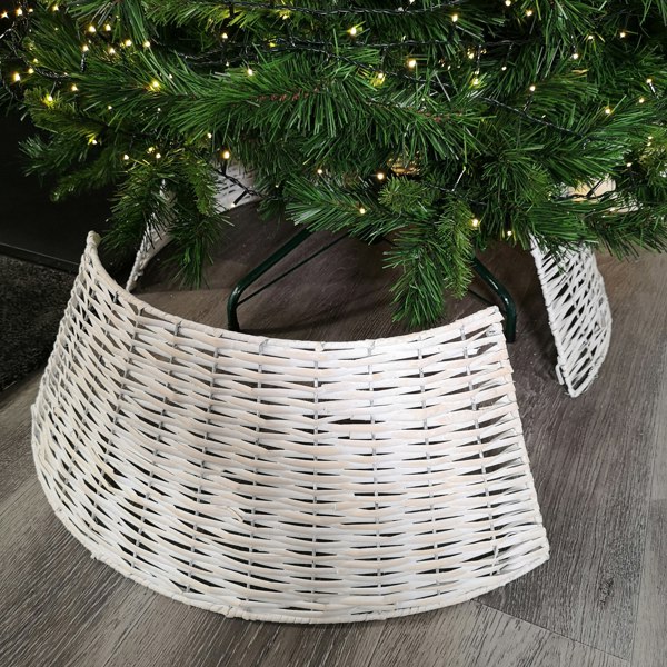 Samuel Alexander 40/58cm Samuel Alexander KD Willow Christmas Tree Skirt Wicker Rattan- Medium White Wash