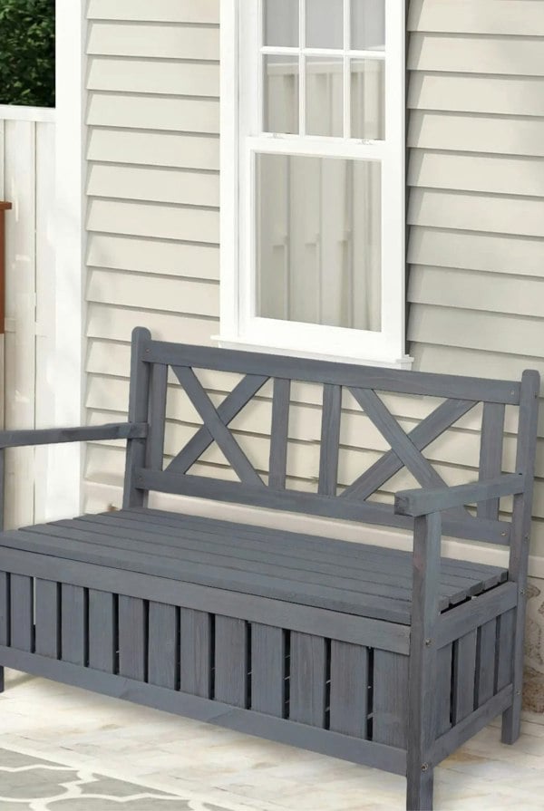 Groundlevel Wooden Garden Storage Bench