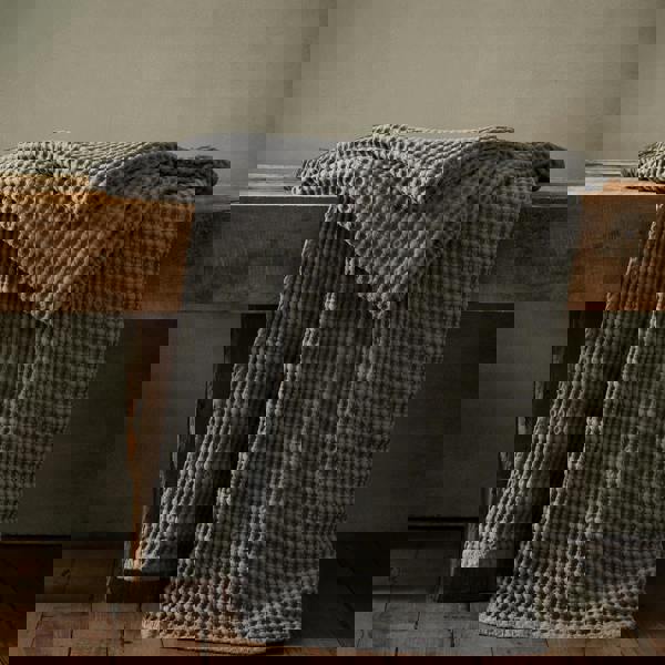Catherine Lansfield Jaipur Chunky Waffle Cotton Blanket Throw Grey
