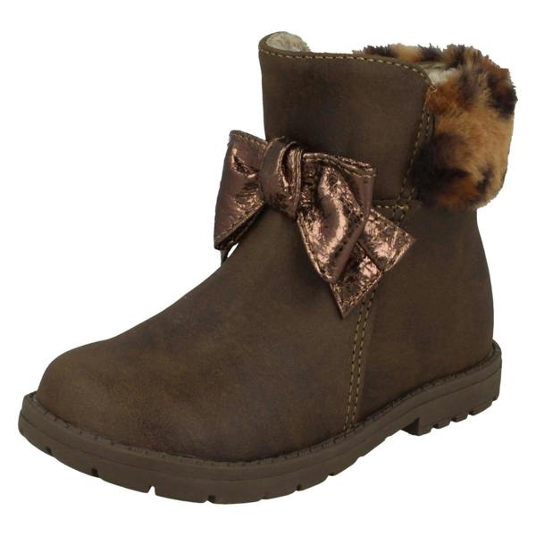 Spot On Girls Spot On Fur Collar Ankle Boots H4183
