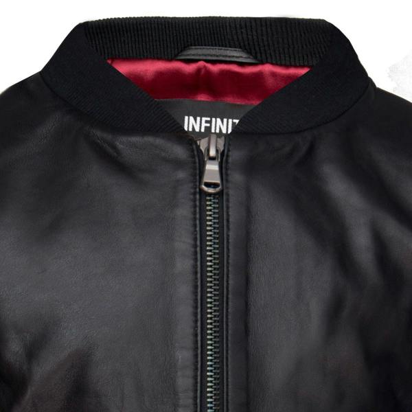 Infinity Leather Kids Unisex Varsity Black Baseball Leather Bomber Black Jacket (1-13Years)