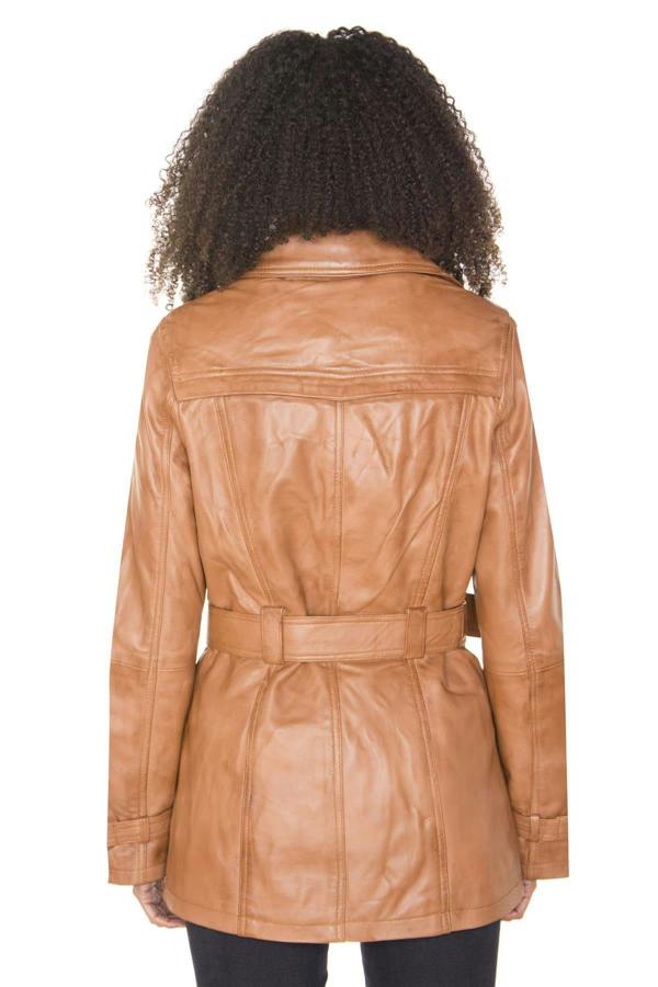 Infinity Leather Womens Nappa Leather Trench Coat-Mosul