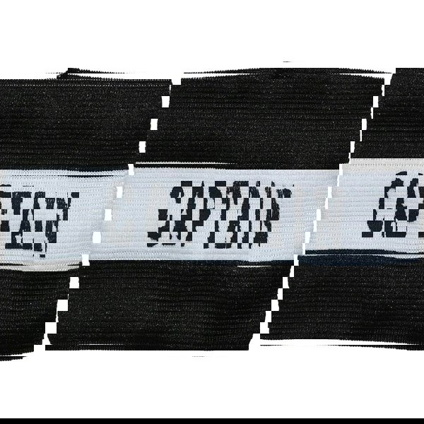 Adult Captains Armband - BLACK - Football Rugby Sports Arm Bands - White Strap