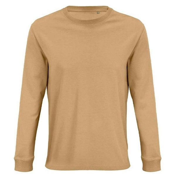 SOLS Unisex Adult Pioneer Organic Cotton Long-Sleeved T-Shirt - Dark Beige