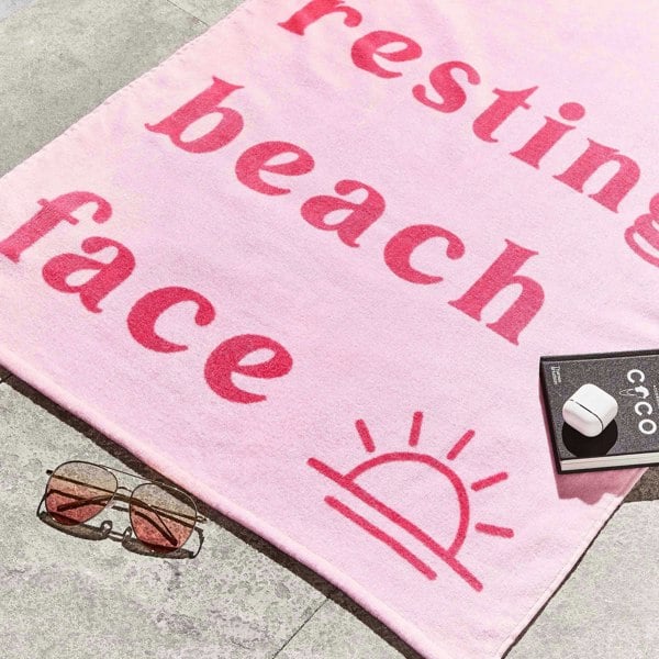 Sassy B Resting Beach Face Pink Beach Towel