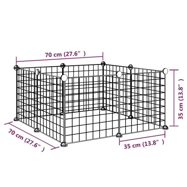 Berkfield 8-Panel Pet Cage Black 35x35 cm Steel