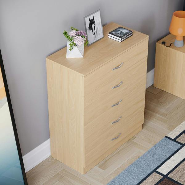 Vida Designs Riano 5 Drawer Chest, Black