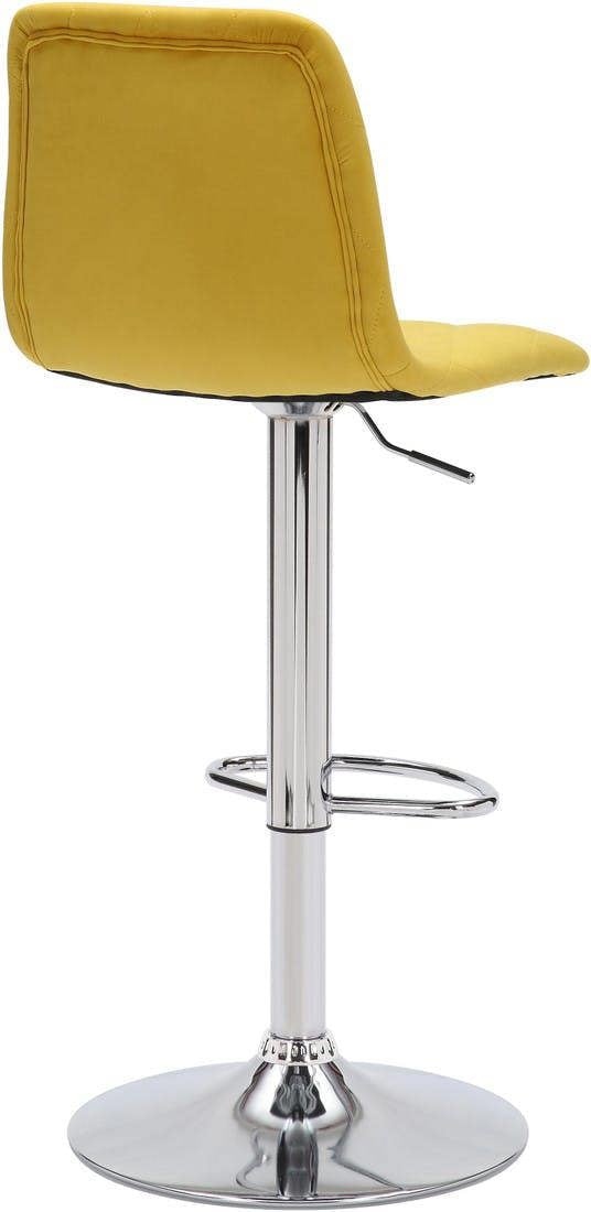 Lamboro Verona Velvet Kitchen Bar Stools, Single, Height Adjustable Gas Lift Stool With Backrest, Breakfast Bar Stool - Mustard Yellow